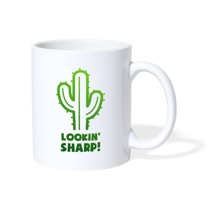 Lookin' Sharp! Cactus Pun Coffee/Tea Mug - white