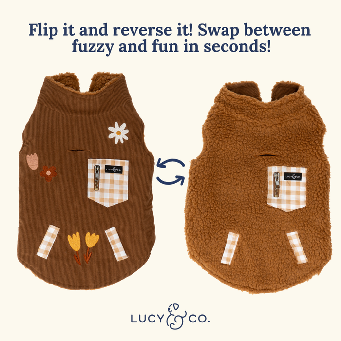 Lucy & Co. - Chocolate Meadows Reversible Teddy Vest