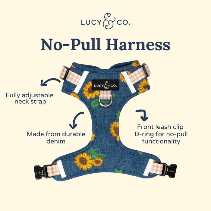Lucy & Co. - Sunflower Power Denim No-Pull Harness