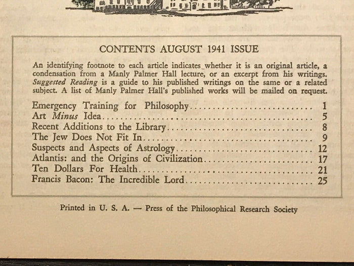 MANLY P. HALL - HORIZON JOURNAL - Full 1st YEAR ISSUES, 1941 - PHILOSOPHY OCCULT