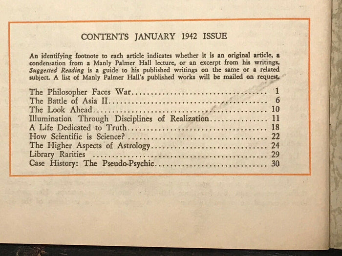 MANLY P. HALL - HORIZON JOURNAL - Full YEAR, 12 ISSUES, 1942 - PHILOSOPHY OCCULT