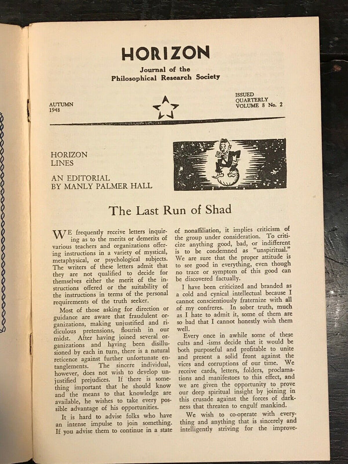 MANLY P. HALL - HORIZON JOURNAL - Full YEAR, 4 ISSUES, 1948 - PHILOSOPHY OCCULT