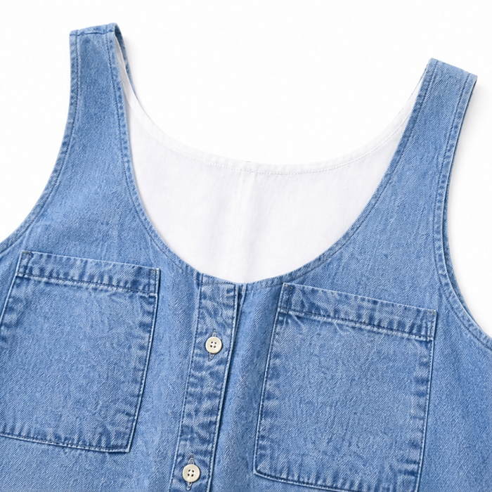Marelle – Faux Two Piece Denim Look Shift Dress for Women