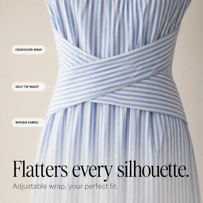 Marellé – Striped Wrap Waist Maxi Dress Sleeveless