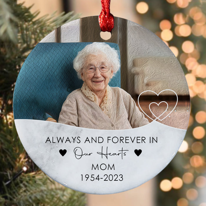 Memorial Ornaments for Mom | Always and Forever in Our Hearts Ornament