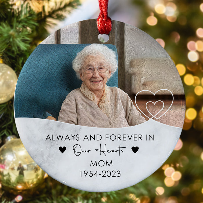 Memorial Ornaments for Mom | Always and Forever in Our Hearts Ornament