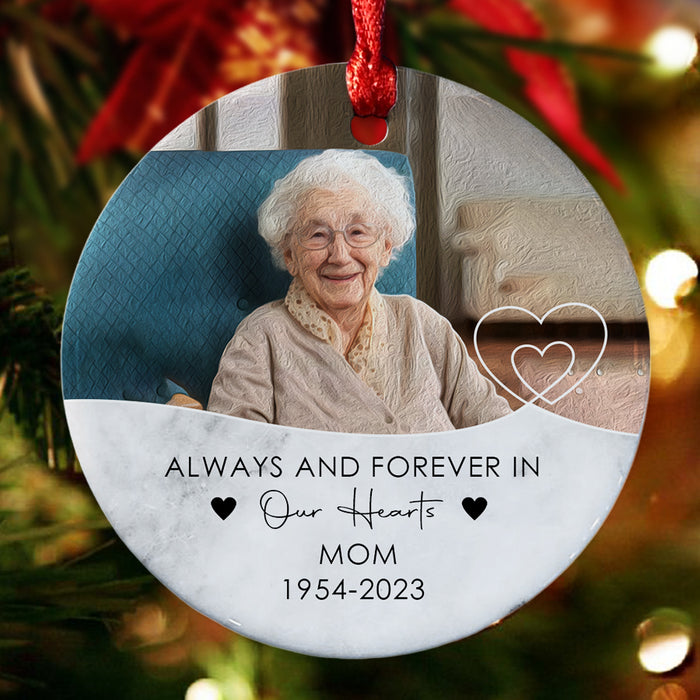 Memorial Ornaments for Mom | Always and Forever in Our Hearts Ornament