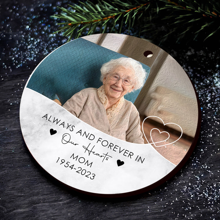 Memorial Ornaments for Mom | Always and Forever in Our Hearts Ornament