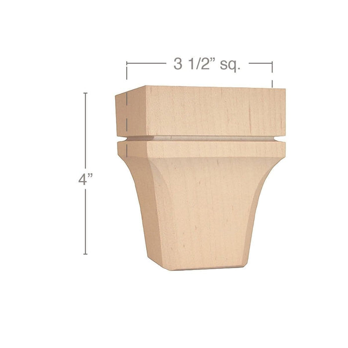 Mission Tall Square Bun Foot, 3 1/2"sq. x 4"h Carved Bun feet White River Hardwoods
