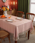 Modern Pink Table Cover for Dining Room Table, Lace Tablecloth for Home Decoration, Large Modern Rectangle Tablecloth, Square Tablecloth for Round Table-Paintingforhome