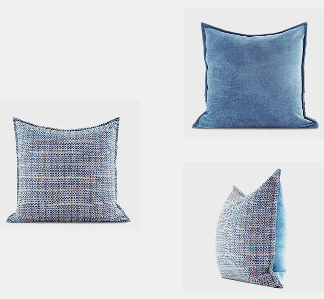 Modern Sofa Pillows, Large Abstract Blue Decorative Throw Pillows, Contemporary Square Modern Throw Pillows for Couch, Simple Throw Pillow for Interior Design-Paintingforhome