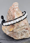 Moonstone and black spiral bracelet