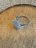 Moonstone Cabochon Ring – Silver Plated – Classic Oval Setting – Size 8.5