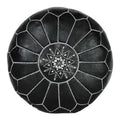 Moroccan Leather Pouf - Black and White - Moroccan Corridor