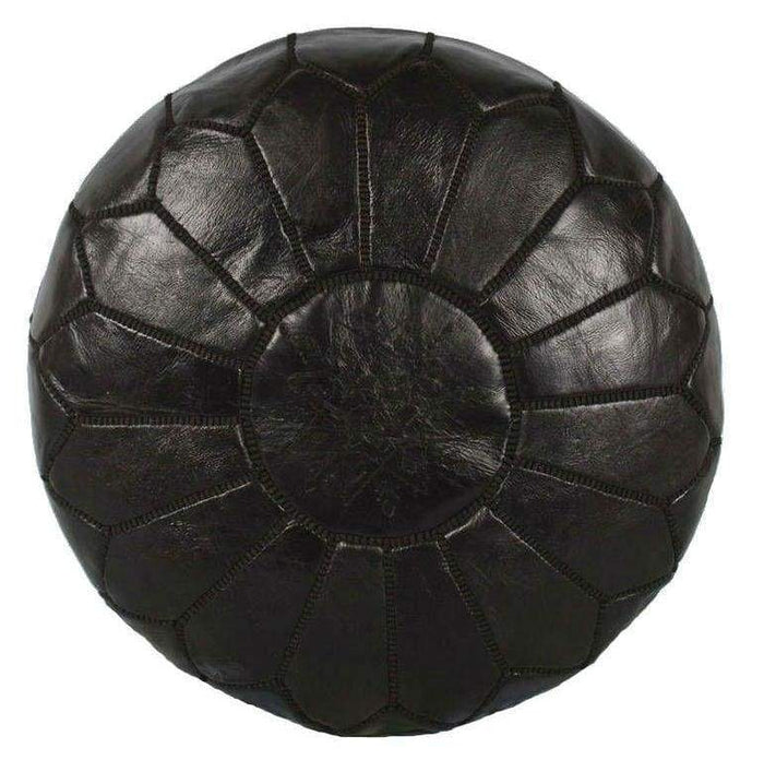 Moroccan Leather Pouf - Black - Moroccan Corridor
