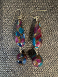 Mosaic Quartz Double-Drop Dangle Earrings
