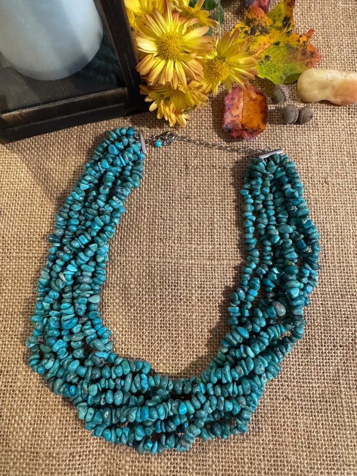 Multi-Strand 16" Turquoise Chip Bead Necklace – Natural Beauty and Timeless Style