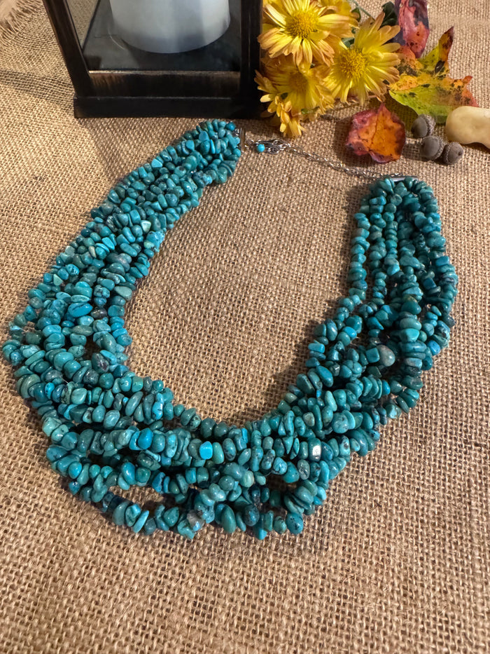 Multi-Strand 16" Turquoise Chip Bead Necklace – Natural Beauty and Timeless Style
