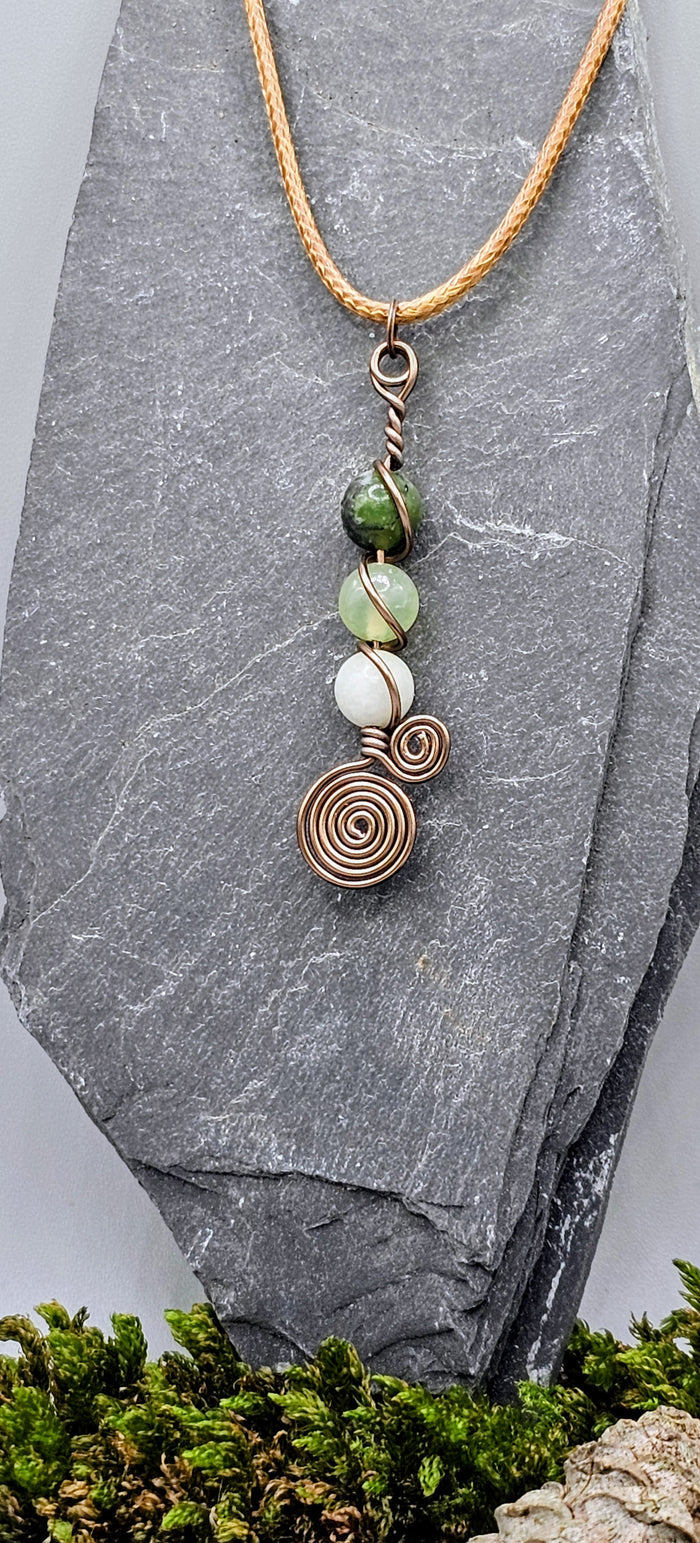 Natural Jade double twist pendant