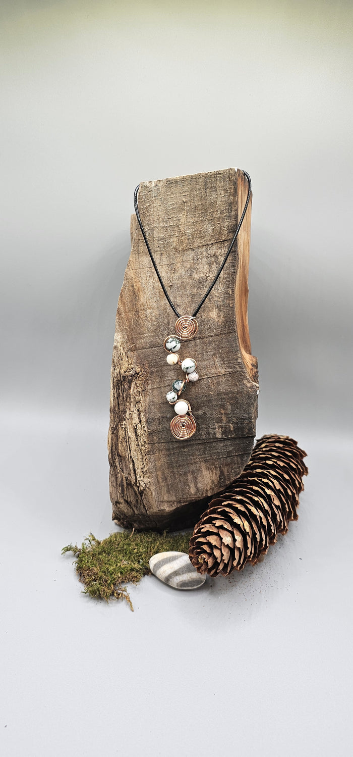 Natural Tree Agate squiggle pendant