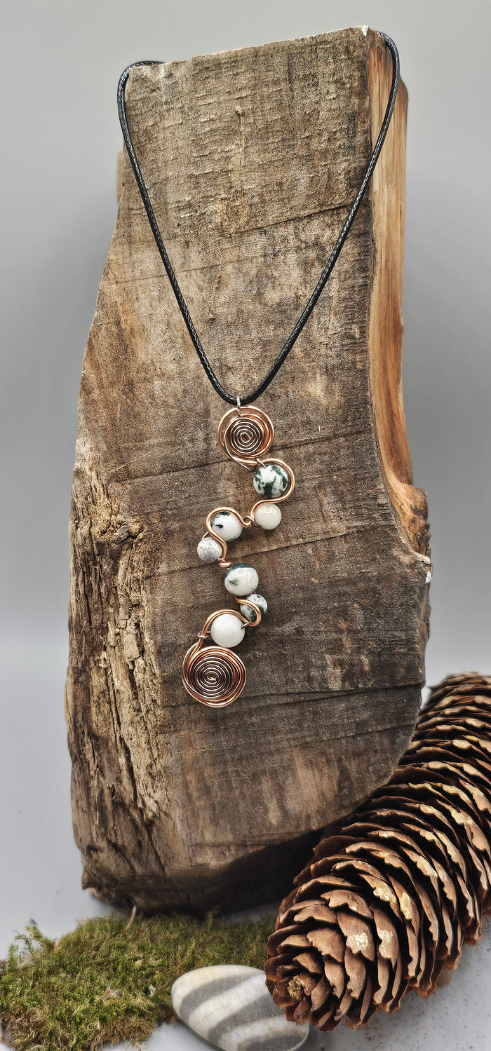 Natural Tree Agate squiggle pendant