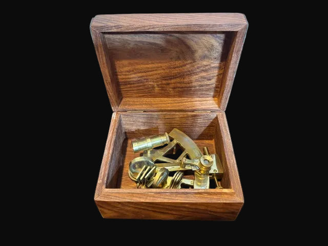 Nautical Sextant in Hardwood Presentation Box with Anchor Inlay - Annapolis Maritime Antiques