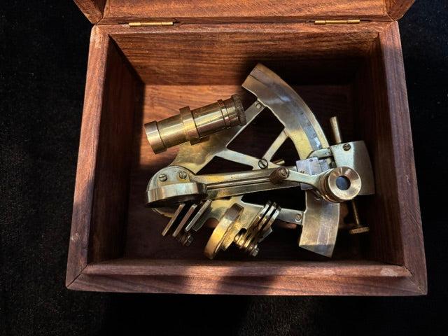 Nautical Sextant in Hardwood Presentation Box with Anchor Inlay - Annapolis Maritime Antiques