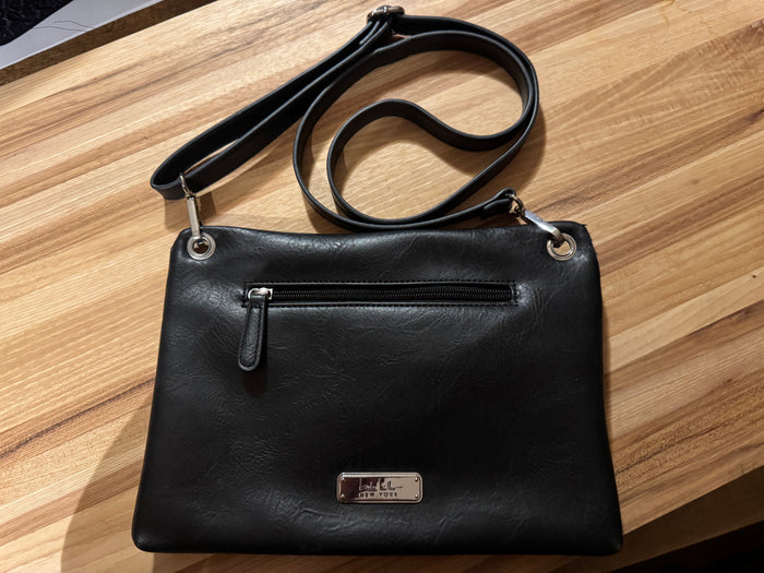 Nicole Miller New York Black Faux Leather Crossbody Bag