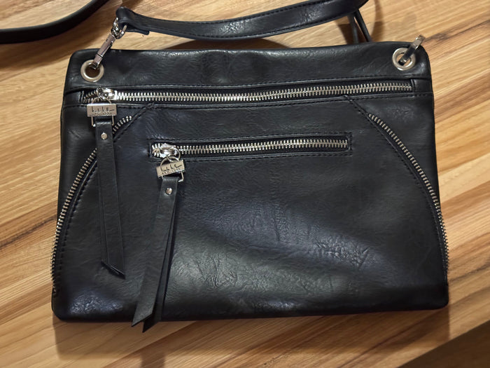 Nicole Miller New York Black Faux Leather Crossbody Bag