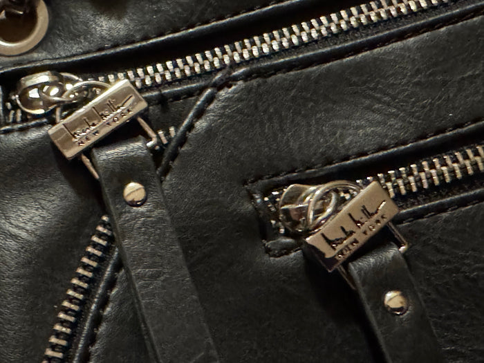 Nicole Miller New York Black Faux Leather Crossbody Bag