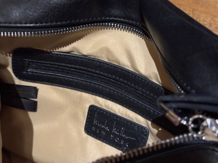 Nicole Miller New York Black Faux Leather Crossbody Bag