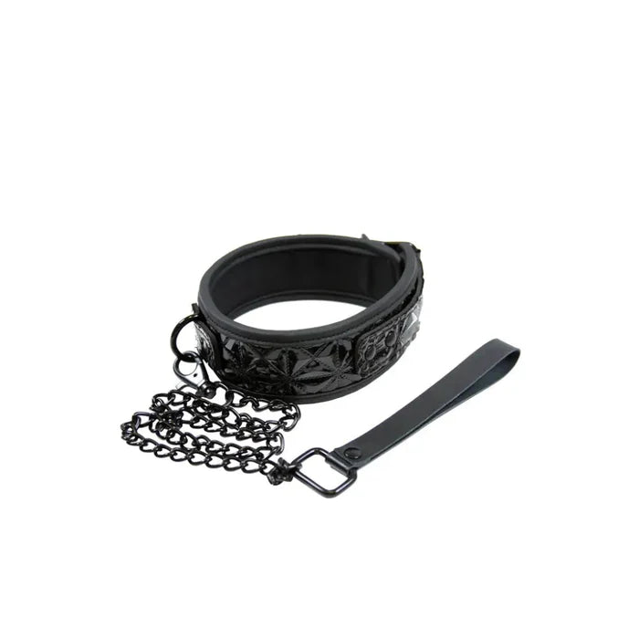 Sinful Collar with Leash - Black - Restraints