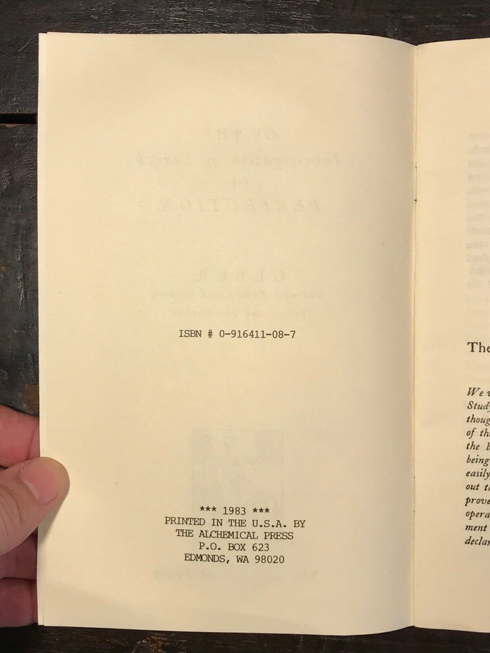 OF THE INVESTIGATION OR SEARCH OF PERFECTION - Geber, 1983 - OCCULT ALCHEMY