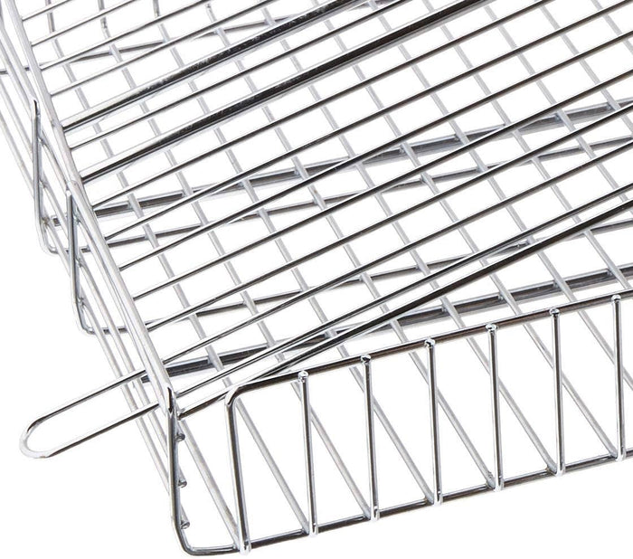 Outset Chrome Grill Basket with Rosewood Handle, 25" Long