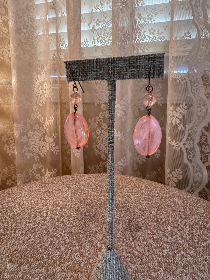 Peach Stone Dangle Earrings