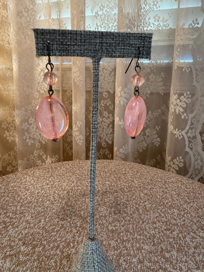 Peach Stone Dangle Earrings