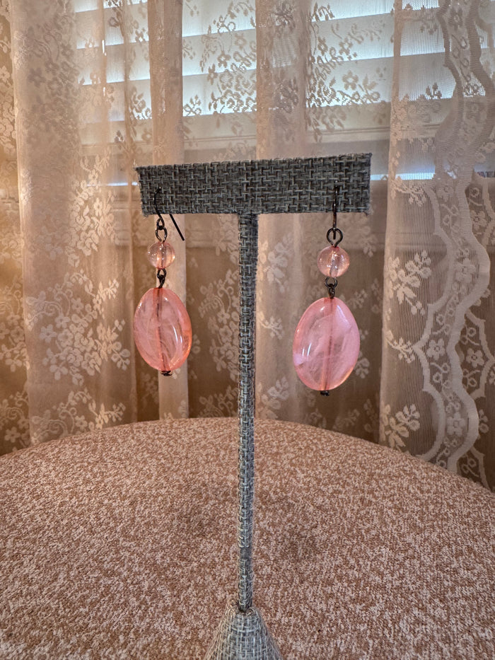 Peach Stone Dangle Earrings