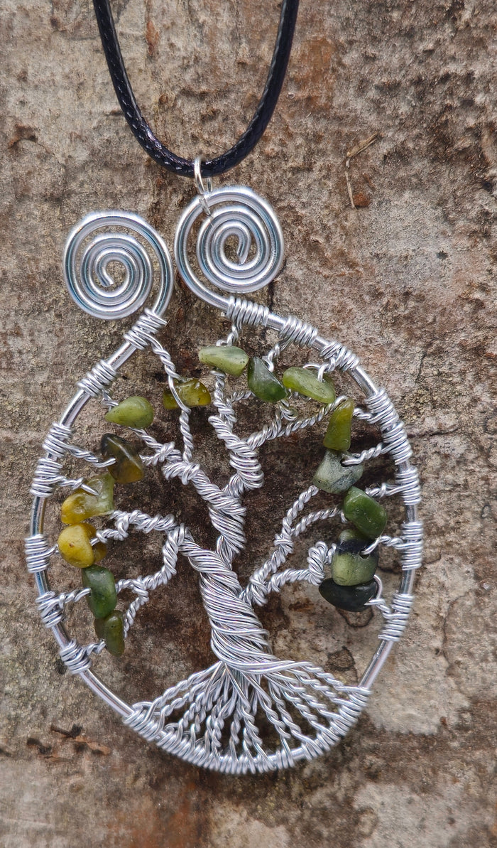 Peridot tree of life pendant