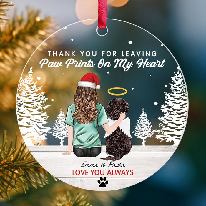 Personalized Dog Memorial Ornament | Paw Prints on My Heart Ornament