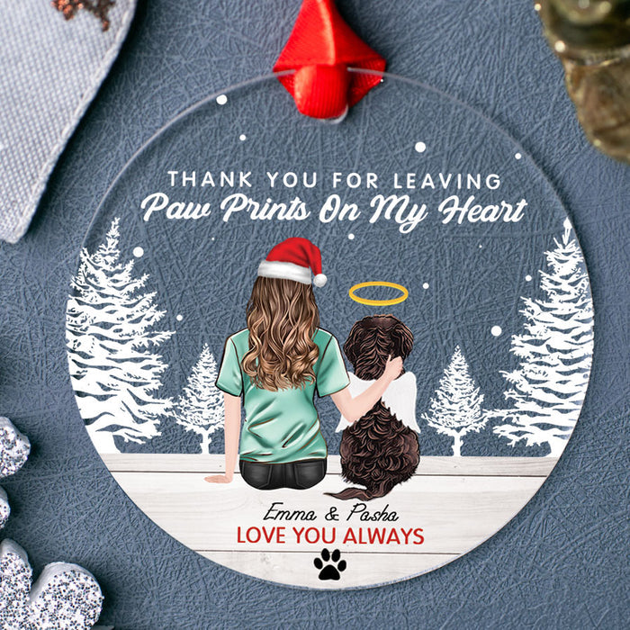 Personalized Dog Memorial Ornament | Paw Prints on My Heart Ornament