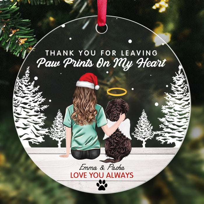 Personalized Dog Memorial Ornament | Paw Prints on My Heart Ornament