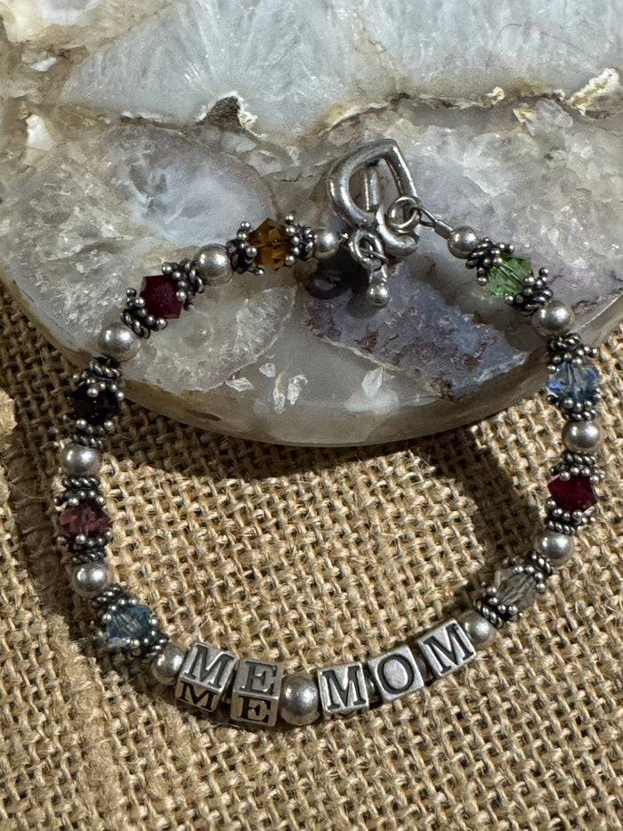 Personalized “ME * MOM” Birthstone Name Bracelet