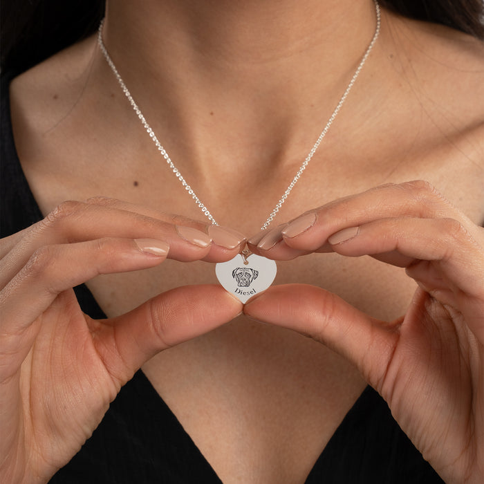 Pet Face Heart Necklace