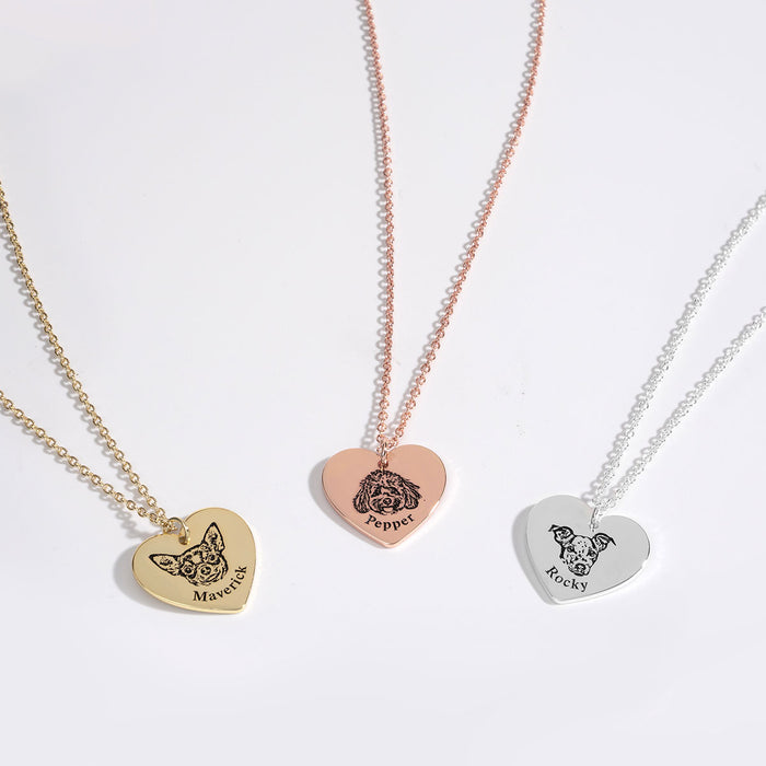 Pet Face Heart Pendant