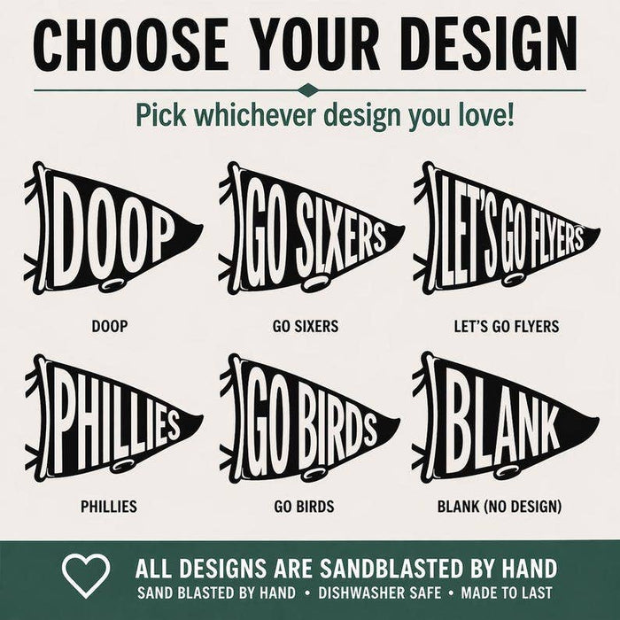Philly Sports Glass | Choose Your Sport | Etched Glass