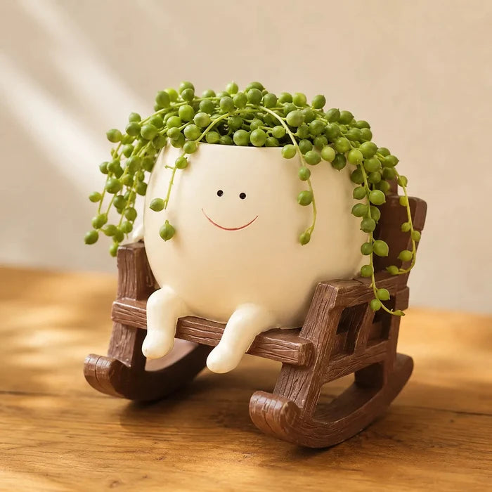 Pippin – Smiley Face Planter Pot with Rocking Chair, Swing & Hammock Designs