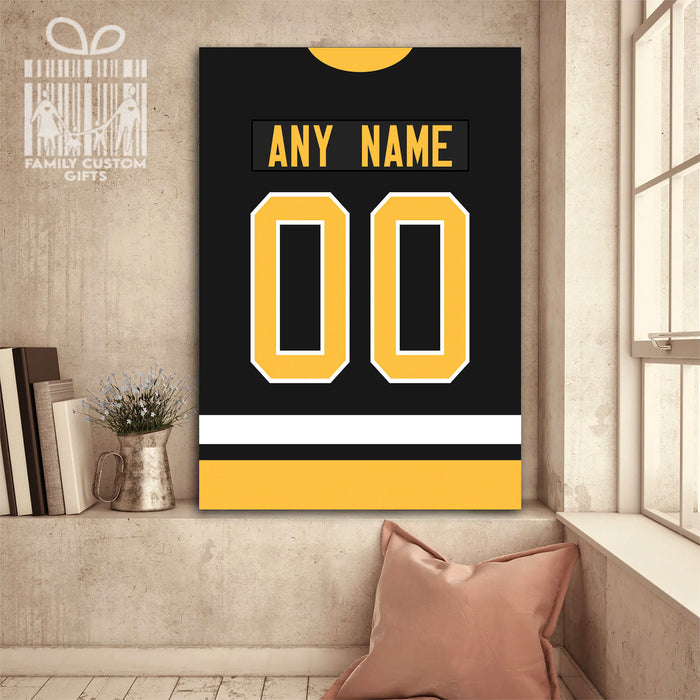 Pittsburgh Jersey Custom Canvas Print Wall Art for Boy Girl Men Women Hockey Personalized Canvas Art