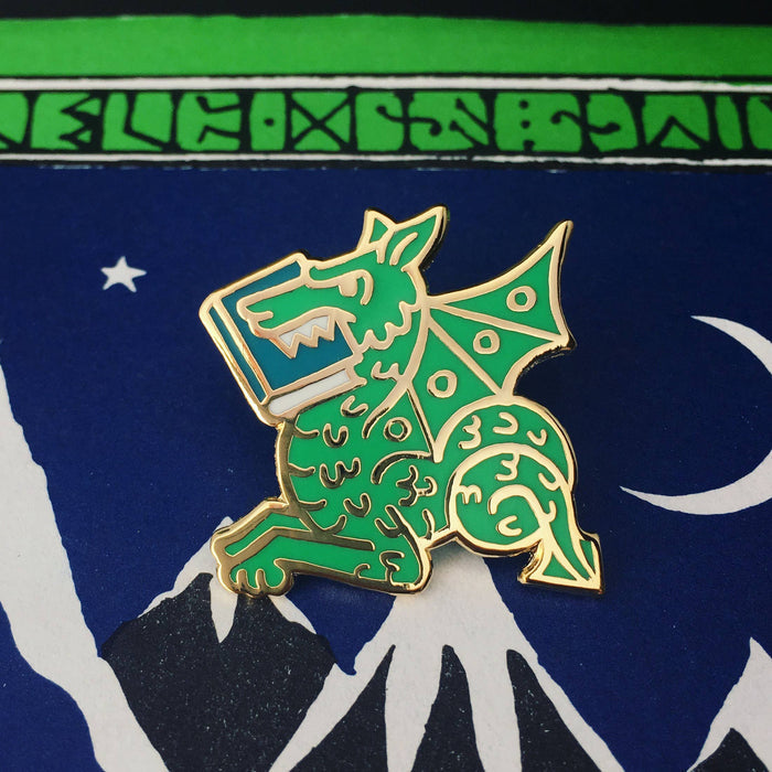 Rather Keen - Book Wyrm enamel pin - Book Dragon pin