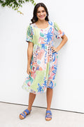 Rayna Blue Flower Button Dress,Lifestyle