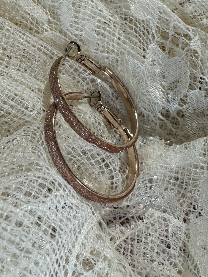 Rose Gold-Tone Textured Hoop Earrings